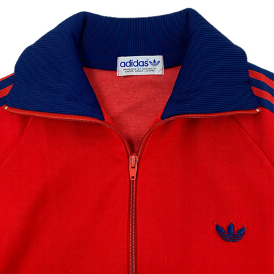 adidas トラックジャケット 70~80s トレフォイル サイズ3号 レッド×ネイビー デサント製 ハイネックジャージ アディダス 【100061297006】