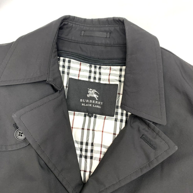 BURBERRY BLACK LABEL(バーバリーブラックレーベル) ステンカラーコート Lサイズ ブラック BMA29-106-09 メンズ 【100061546005】