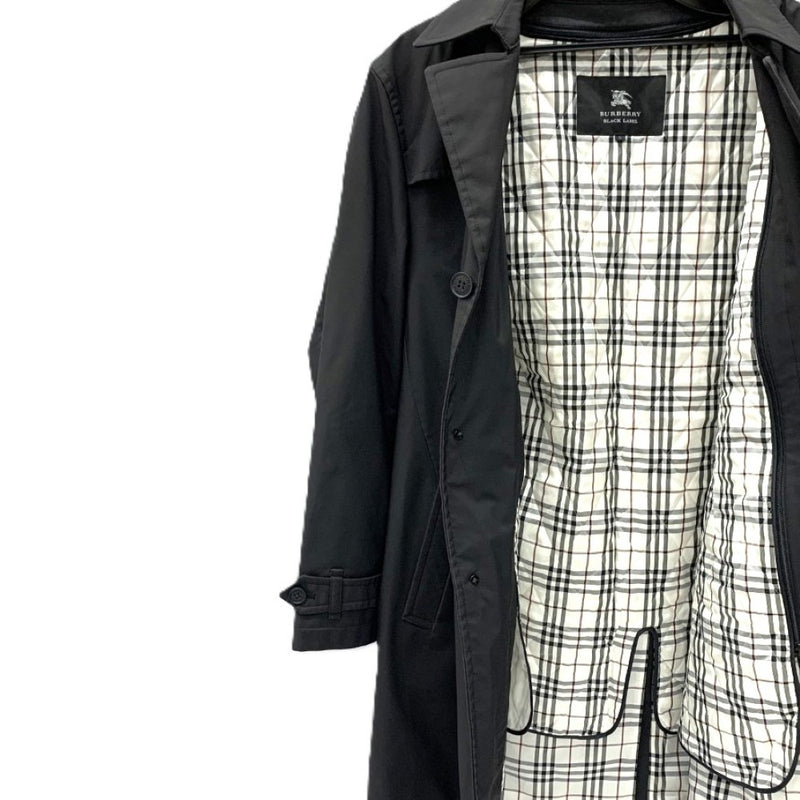 BURBERRY BLACK LABEL(バーバリーブラックレーベル) ステンカラーコート Lサイズ ブラック BMA29-106-09 メンズ 【100061546005】