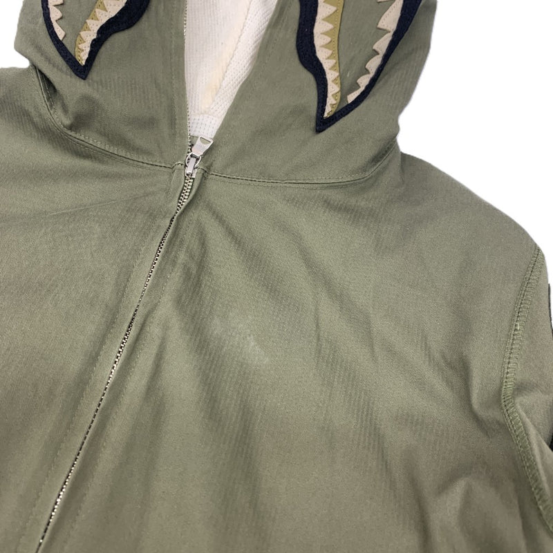 A BATHING APE(ア ベイシング エイプ) シャーク柄ジャケット サイズＭ カーキ 綿100％ 001ZP9601017 メンズ アウター 【100062032003】