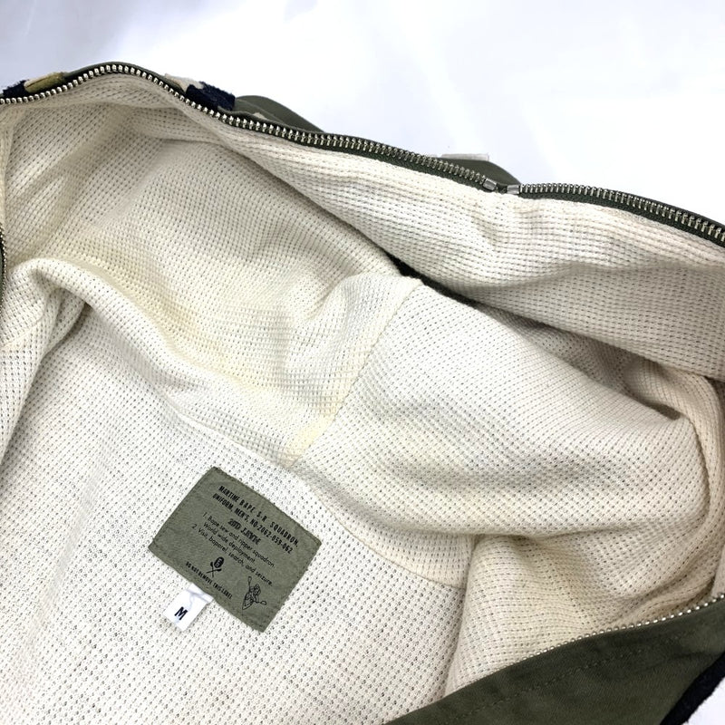 A BATHING APE(ア ベイシング エイプ) シャーク柄ジャケット サイズＭ カーキ 綿100％ 001ZP9601017 メンズ アウター 【100062032003】