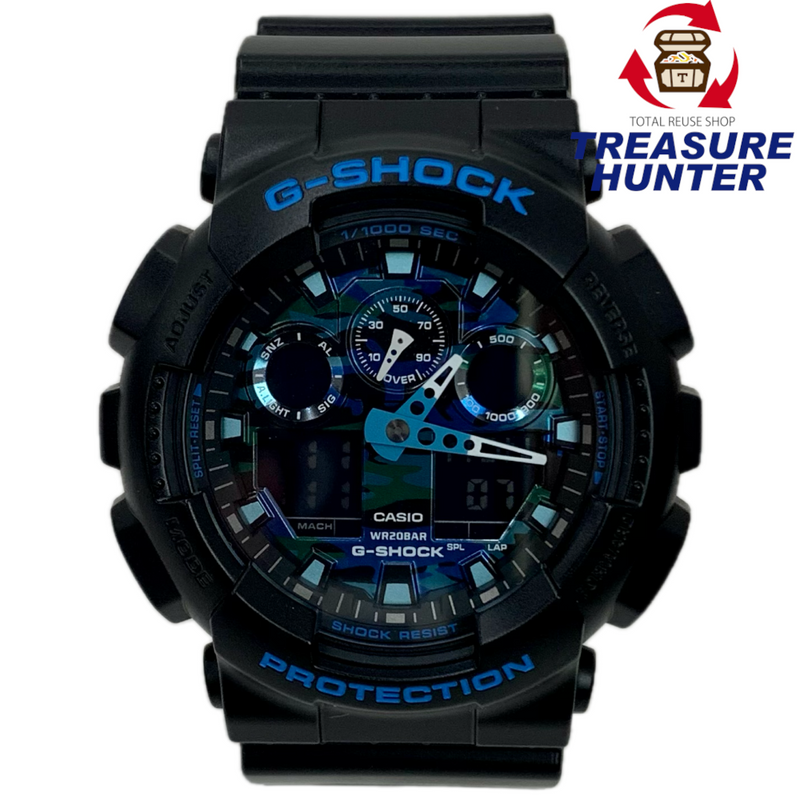 CASIO G-SHOCK クォーツ腕時計 GA-100CB-1ADR ブラック×ブルー 20気圧防水 カシオ 【101054210007】