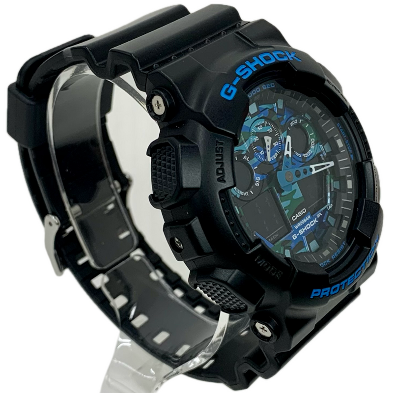 CASIO G-SHOCK クォーツ腕時計 GA-100CB-1ADR ブラック×ブルー 20気圧防水 カシオ 【101054210007】