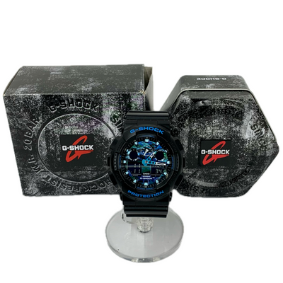 CASIO G-SHOCK クォーツ腕時計 GA-100CB-1ADR ブラック×ブルー 20気圧防水 カシオ 【101054210007】