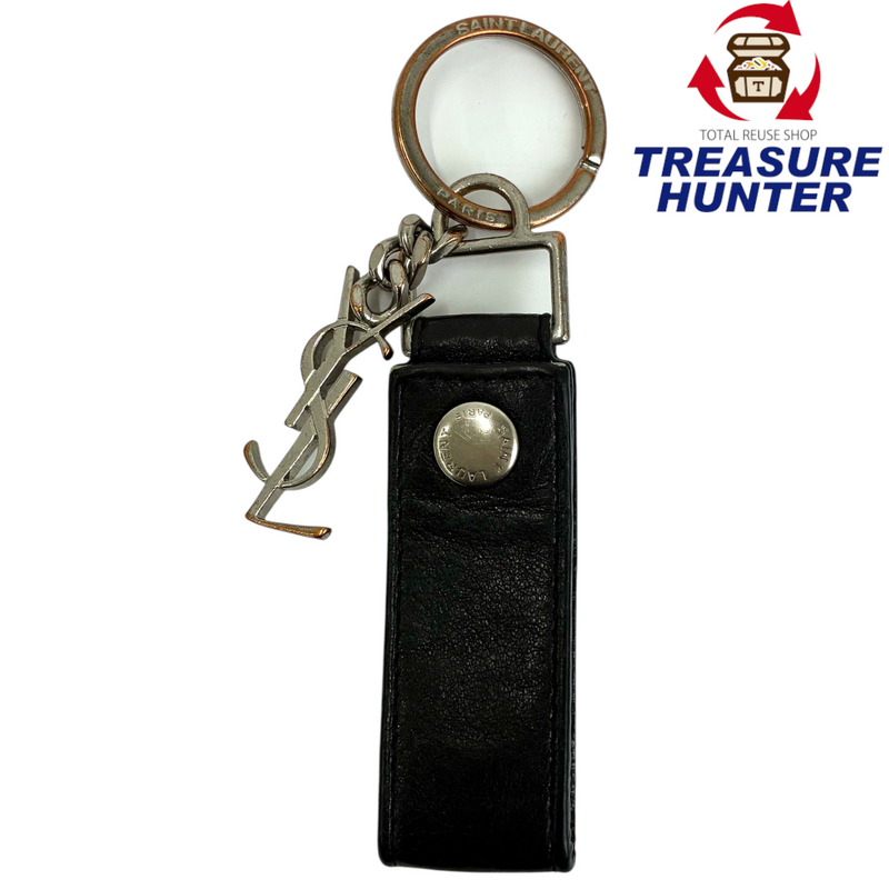 SAINT LAURENT レザー キーリング ブラック サンローラン 【101055895007】