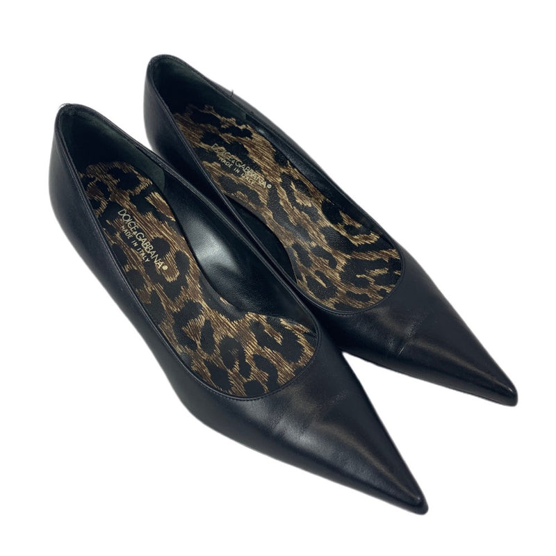 DOLCE & GABBANA パンプス サイズ 36 1/2  23.5cm ブラック 内ヒョウ柄 ヒール約5cm ドルチェ&ガッバーナレディース シューズ 【101056269001】