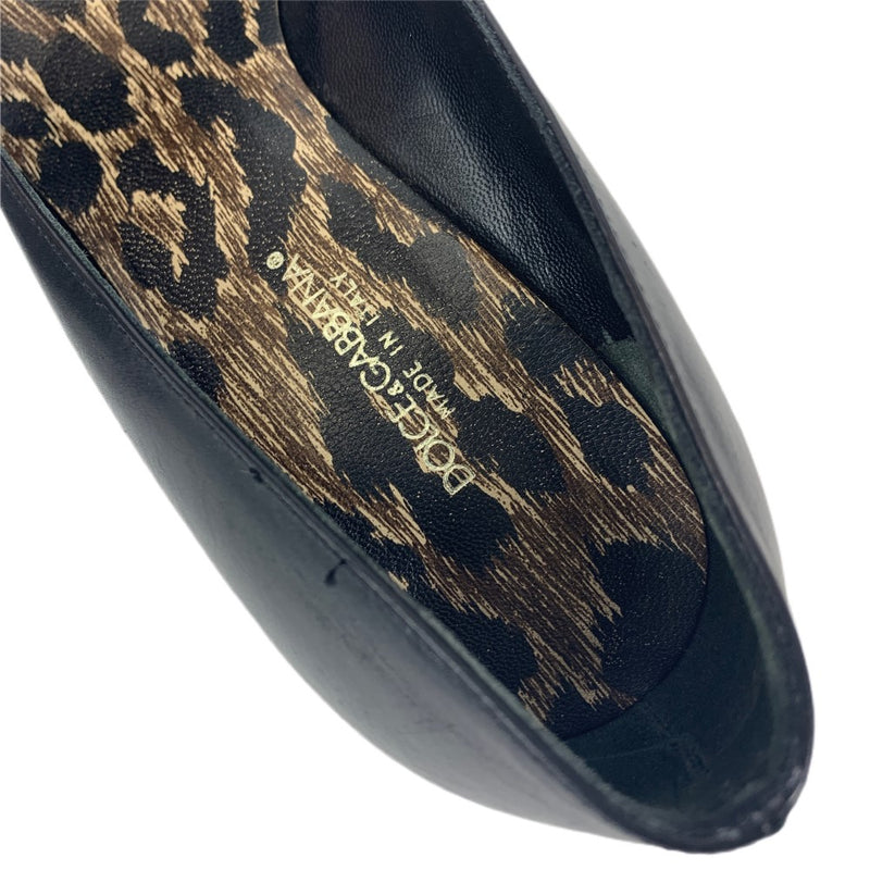 DOLCE & GABBANA パンプス サイズ 36 1/2  23.5cm ブラック 内ヒョウ柄 ヒール約5cm ドルチェ&ガッバーナレディース シューズ 【101056269001】