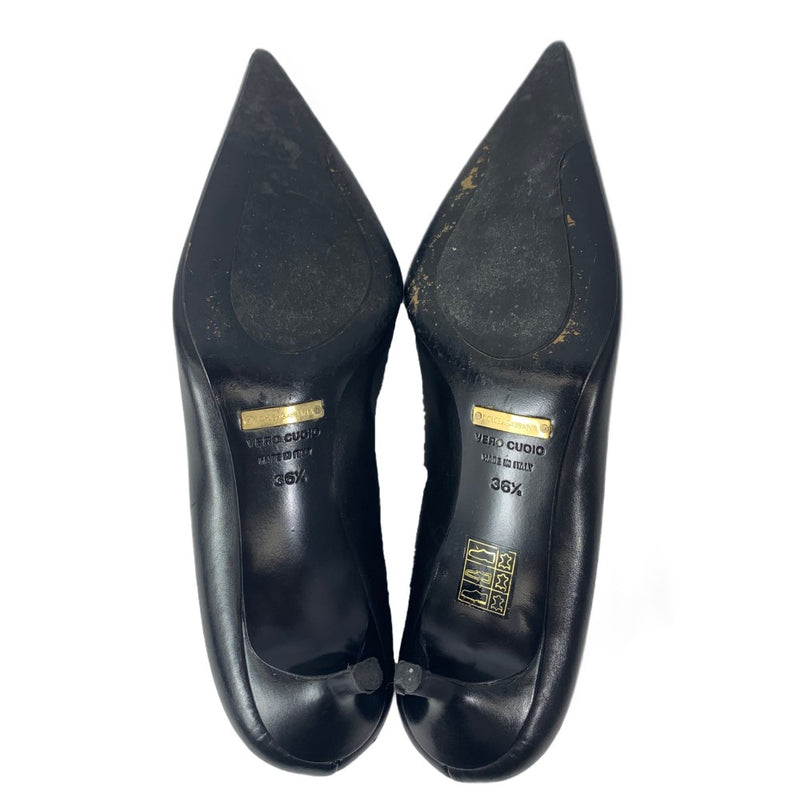DOLCE & GABBANA パンプス サイズ 36 1/2  23.5cm ブラック 内ヒョウ柄 ヒール約5cm ドルチェ&ガッバーナレディース シューズ 【101056269001】