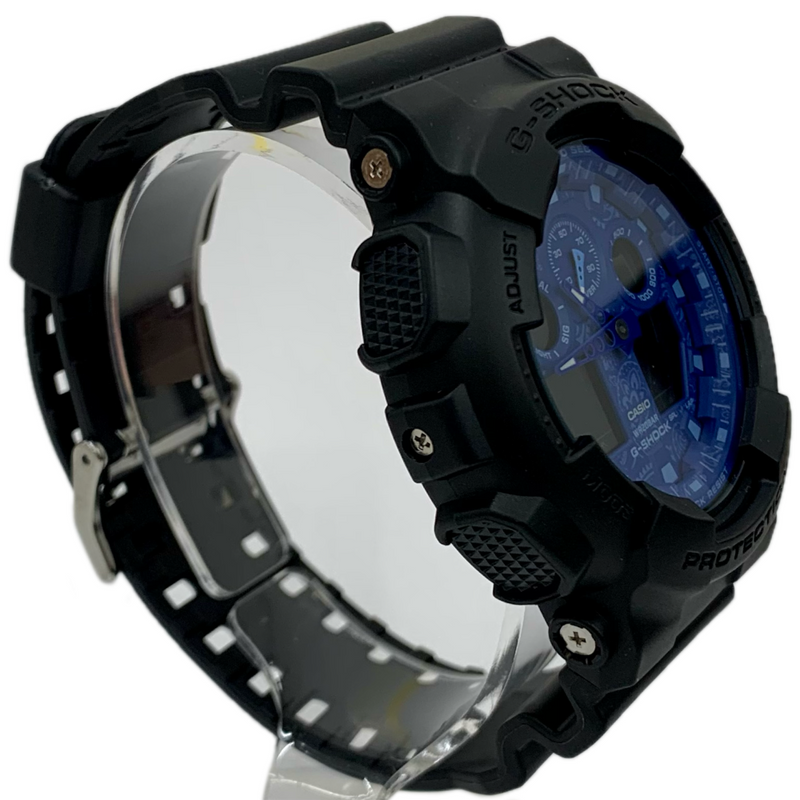 CASIO G-SHOCK クォーツ 腕時計 GA-100BP-1AJF ブラック×ブルー ペイズリー 10気圧防水 カシオ 【101056569007】