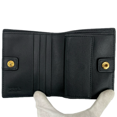 FURLA 牛床革 BELVEDERE(ベルヴェデーレ) 二つ折り財布 ブラック フルラ 【101056816007】