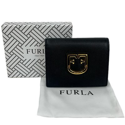 FURLA 牛床革 BELVEDERE(ベルヴェデーレ) 二つ折り財布 ブラック フルラ 【101056816007】