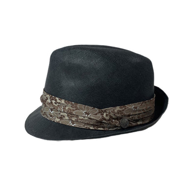 Borsalino ボルサリーノ 中折れハット サイズ61 UK7 1/2 PAGLIA素材 ブラック タグ付 イタリア製 【101056901001】