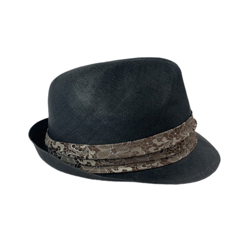 Borsalino ボルサリーノ 中折れハット サイズ61 UK7 1/2 PAGLIA素材 ブラック タグ付 イタリア製 【101056901001】