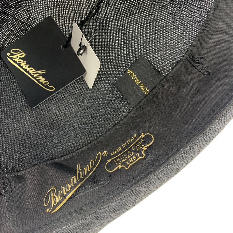 Borsalino ボルサリーノ 中折れハット サイズ61 UK7 1/2 PAGLIA素材 ブラック タグ付 イタリア製 【101056901001】