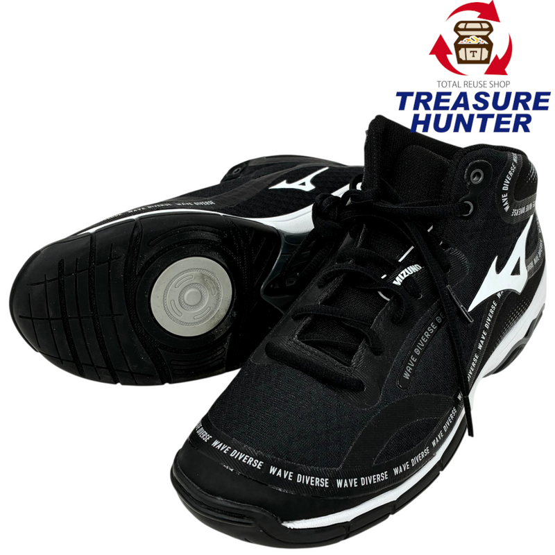 mizuno ウェーブダイバース DE2 フィットネスシューズ K1GF237409 サイズ25cm ブラック×ホワイト ミズノ 【101057973008】