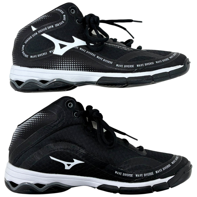 mizuno ウェーブダイバース DE2 フィットネスシューズ K1GF237409 サイズ25cm ブラック×ホワイト ミズノ 【101057973008】