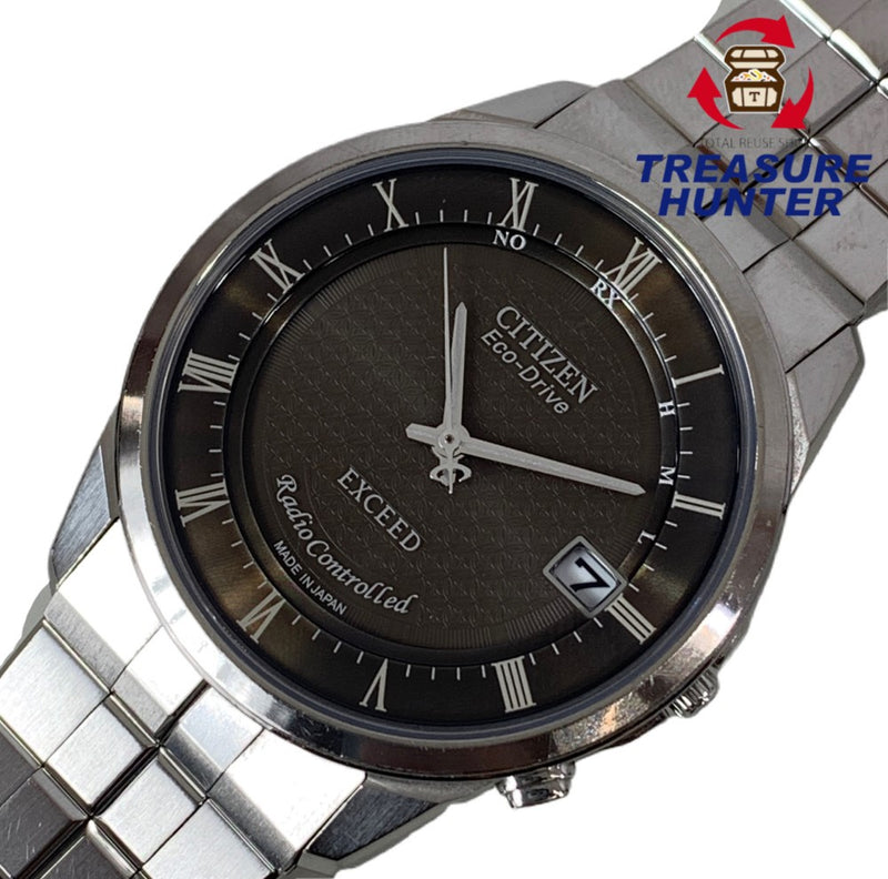 CITIZEN 腕時計 EXCEED エコドライブ H113-T009239 電波ソーラー シルバーカラー ブラック文字盤 シチズン メンズウォッチ 【101058505008】