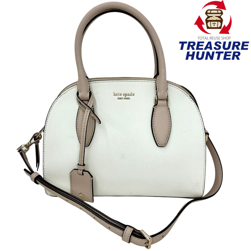 kate spade レイリー ミディアムドームサッチェル WKRU5947 ホワイト×ベージュ 2wayバッグ ケイトスペード 【101058703008】