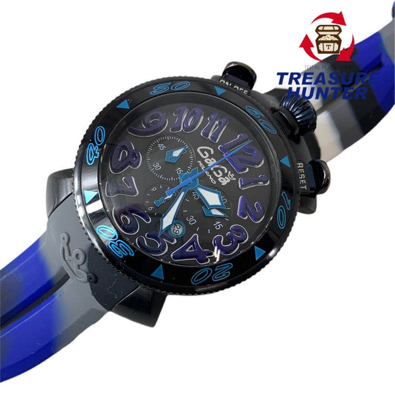 GaGa MILANO ガガミラノ 腕時計 マヌアーレ48 スモールセコンド クロノグラフ クォーツ ダークブルー メンズ ウォッチ 【101059249005】