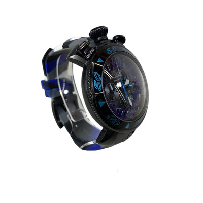 GaGa MILANO ガガミラノ 腕時計 マヌアーレ48 スモールセコンド クロノグラフ クォーツ ダークブルー メンズ ウォッチ 【101059249005】