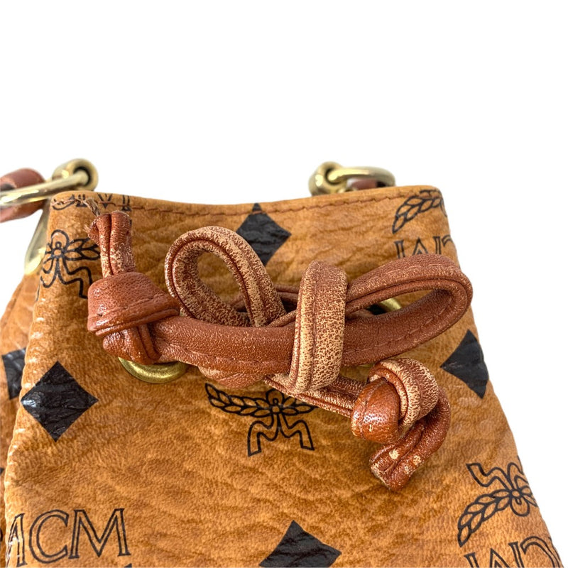 MCM エムシーエム ミニ ショルダーバッグ  巾着型 MCMロゴ ブラウン レディース バッグ 【101059286001】