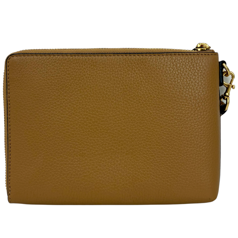 TORY BURCH レザー ラージ ジップポーチ キャメル トリーバーチ 【101059553007】