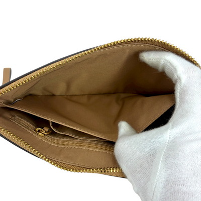 TORY BURCH レザー ラージ ジップポーチ キャメル トリーバーチ 【101059553007】