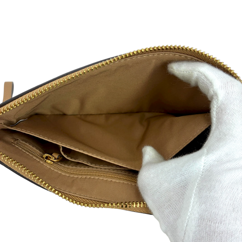 TORY BURCH レザー ラージ ジップポーチ キャメル トリーバーチ 【101059553007】