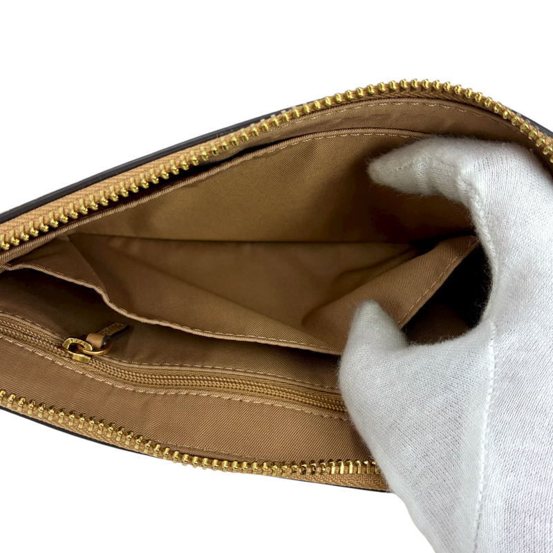 TORY BURCH レザー ラージ ジップポーチ キャメル トリーバーチ 【101059553007】