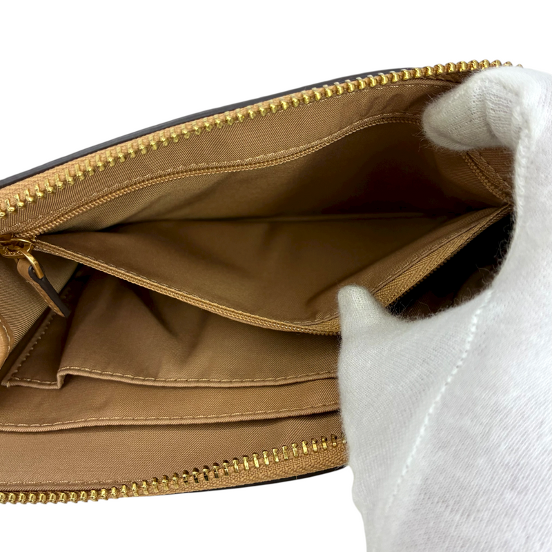 TORY BURCH レザー ラージ ジップポーチ キャメル トリーバーチ 【101059553007】