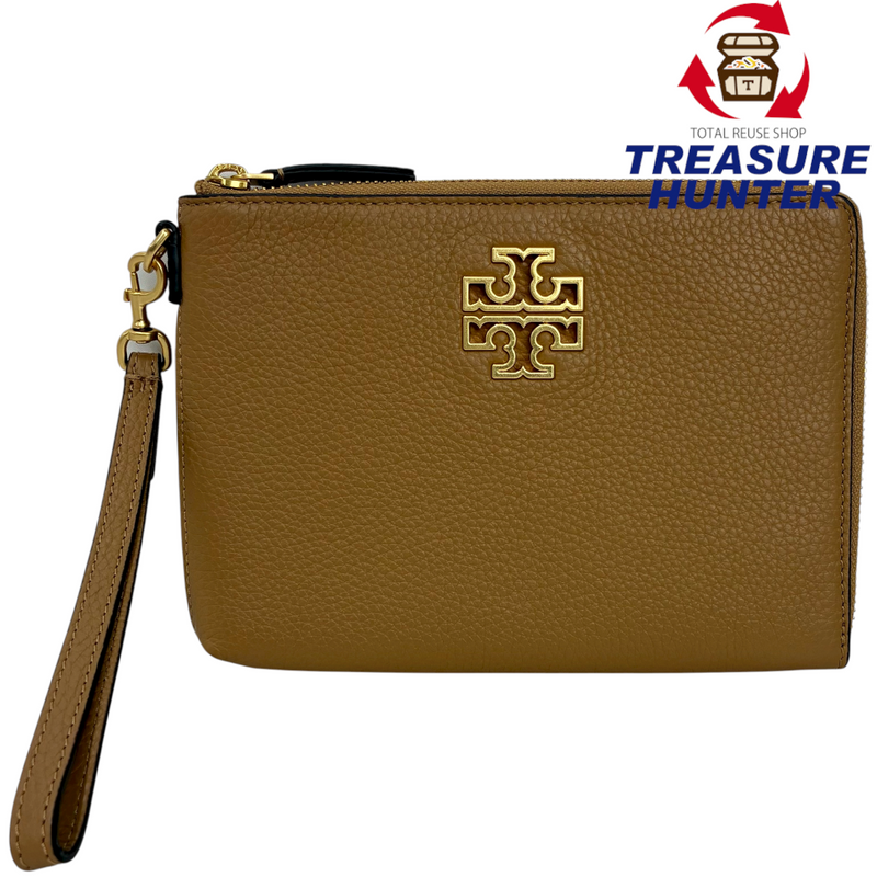 TORY BURCH レザー ラージ ジップポーチ キャメル トリーバーチ 【101059553007】