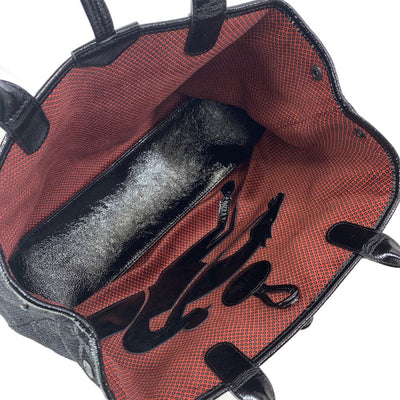 LONGCHAMP リバーシブルトートバッグ ロゾ パテントレザー/ファブリック ブラック× レッド系 ロンシャン レディース バッグ 【101059578008】