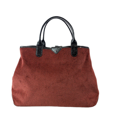 LONGCHAMP リバーシブルトートバッグ ロゾ パテントレザー/ファブリック ブラック× レッド系 ロンシャン レディース バッグ 【101059578008】