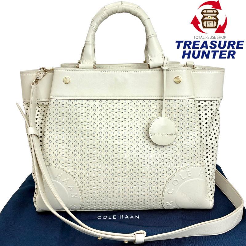 COLE HAAN パンチングレザー 2wayショルダーバッグ U04364 アイボリー コールハーン 【101059724007】