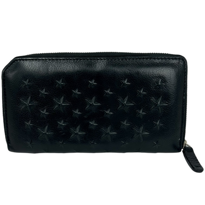 JIMMY CHOO カーナビー スターエンボス ジップアラウンドウォレット CARNABYSEMG ブラック ラウンドファスナー長財布 ジミーチュウ 【101059911007】