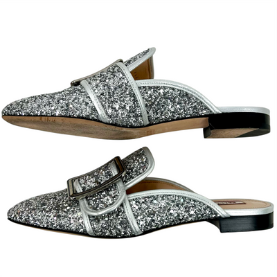 BALLY JANESSE-T-GLITTER ミュールパンプス 6231237 サイズ37(約23.5cm) シルバーラメ バリー 【101060415007】