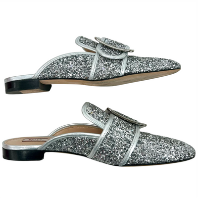 BALLY JANESSE-T-GLITTER ミュールパンプス 6231237 サイズ37(約23.5cm) シルバーラメ バリー 【101060415007】