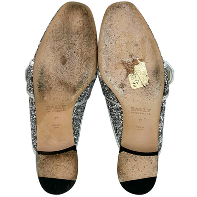 BALLY JANESSE-T-GLITTER ミュールパンプス 6231237 サイズ37(約23.5cm) シルバーラメ バリー 【101060415007】