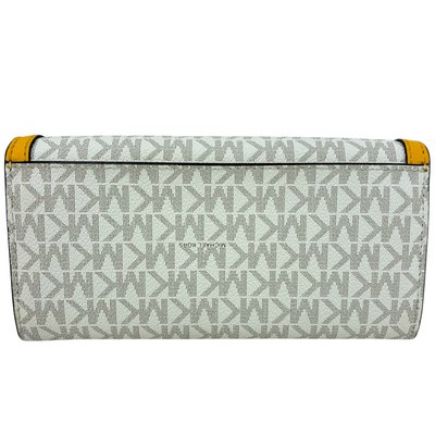 MICHAEL KORS MKシグネチャー フラップ長財布 35F3GTVE9B ホワイト×イエロー マイケルコース 【101060729006】