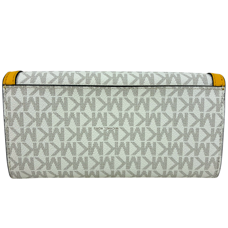 MICHAEL KORS MKシグネチャー フラップ長財布 35F3GTVE9B ホワイト×イエロー マイケルコース 【101060729006】