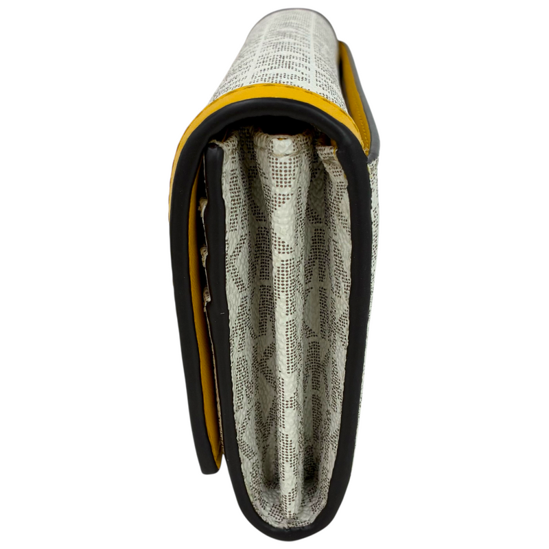 MICHAEL KORS MKシグネチャー フラップ長財布 35F3GTVE9B ホワイト×イエロー マイケルコース 【101060729006】