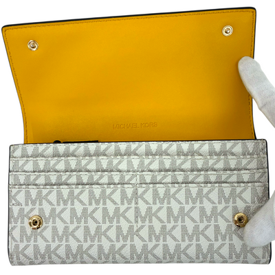 MICHAEL KORS MKシグネチャー フラップ長財布 35F3GTVE9B ホワイト×イエロー マイケルコース 【101060729006】
