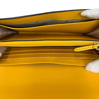 MICHAEL KORS MKシグネチャー フラップ長財布 35F3GTVE9B ホワイト×イエロー マイケルコース 【101060729006】