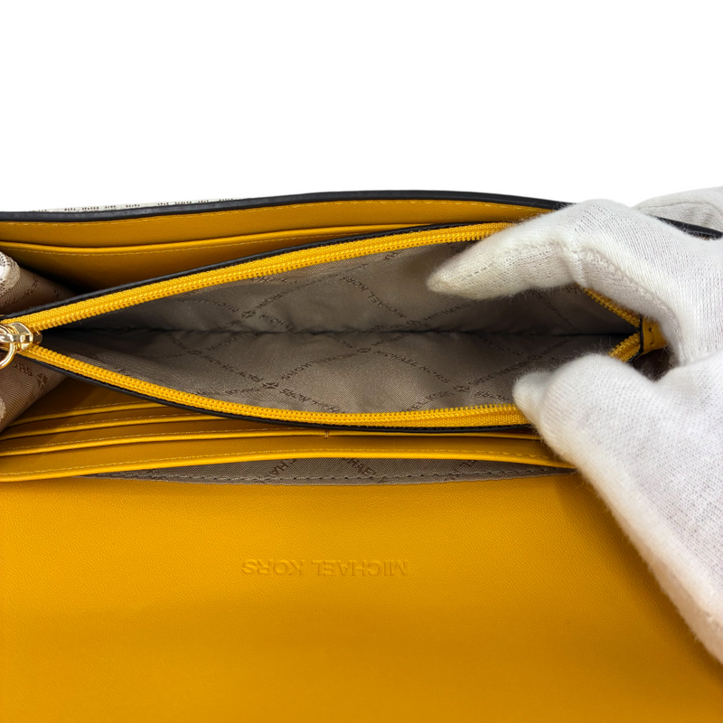 MICHAEL KORS MKシグネチャー フラップ長財布 35F3GTVE9B ホワイト×イエロー マイケルコース 【101060729006】