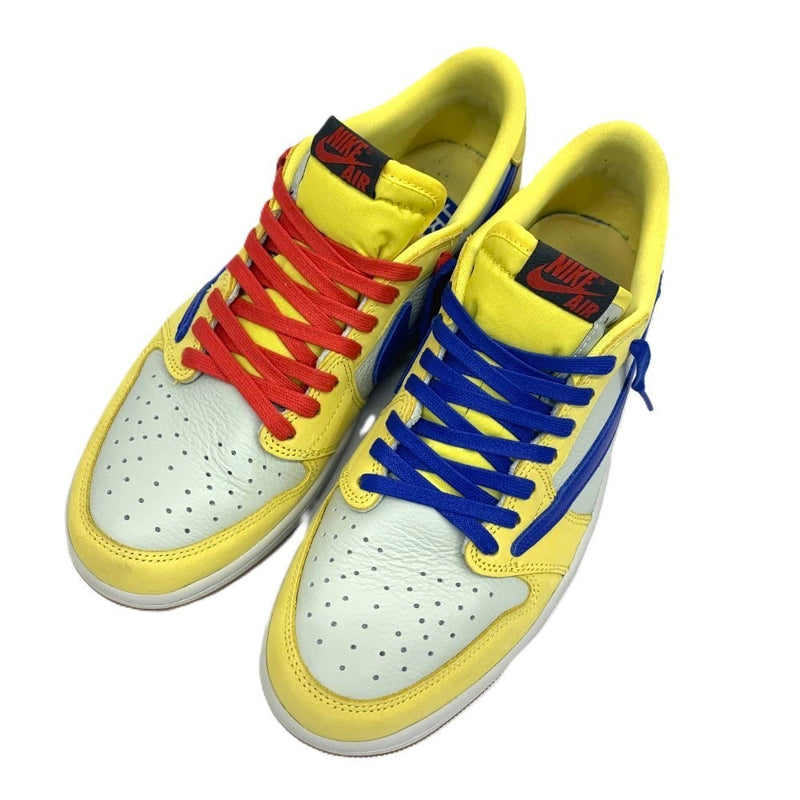 ナイキ×トラヴィススコット WMS AIR JORDAN1 LOW OG SP 27.5cm イエロー／ライトブルー メンズ レディース スニーカー 【101062014005】