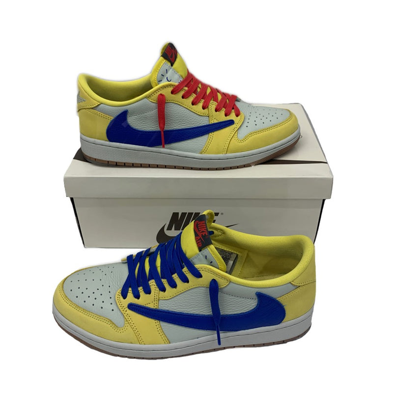 ナイキ×トラヴィススコット WMS AIR JORDAN1 LOW OG SP 27.5cm イエロー／ライトブルー メンズ レディース スニーカー 【101062014005】