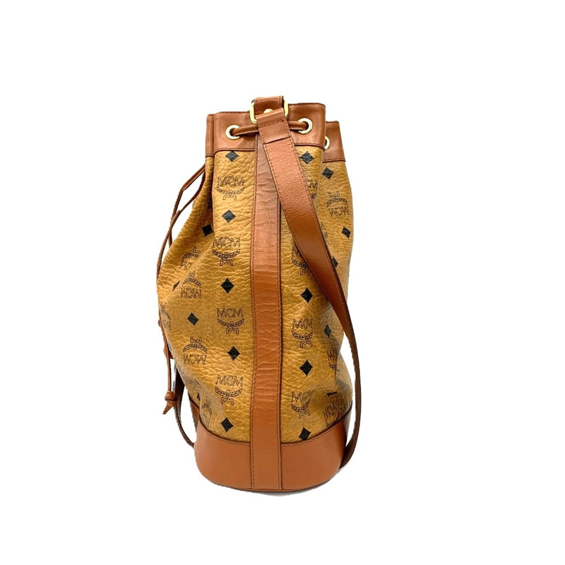 MCM(エムシーエム) 巾着ショルダーバッグ 総柄 ヴィセトス レザー　ブラウン レディース バッグ 【101062210008】