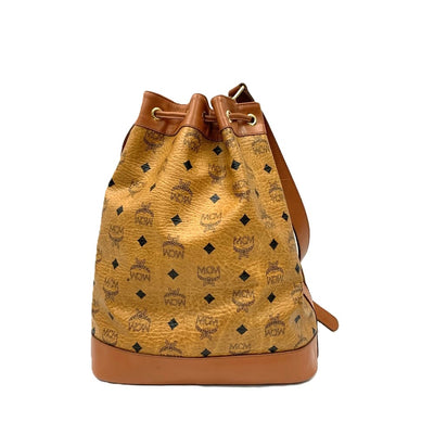 MCM(エムシーエム) 巾着ショルダーバッグ 総柄 ヴィセトス レザー　ブラウン レディース バッグ 【101062210008】