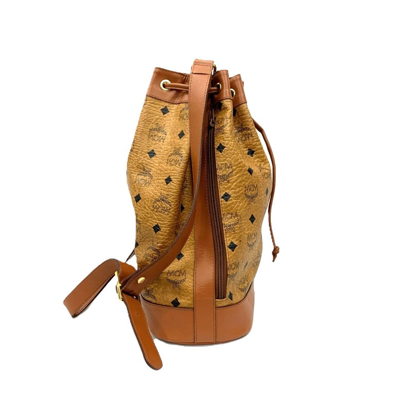 MCM(エムシーエム) 巾着ショルダーバッグ 総柄 ヴィセトス レザー　ブラウン レディース バッグ 【101062210008】