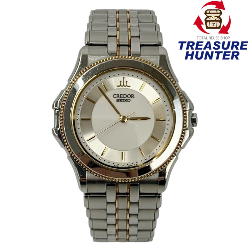 SEIKO CREDOR パシフィーク クォーツ 腕時計 8J81-6B60 GCAR034 18KT+SS/SS 白文字盤 セイコー クレドール 【101062344006】